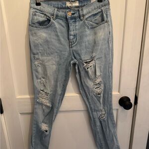 PacSun Light Blue Distressed Boyfriend Mid-Rise Jeans